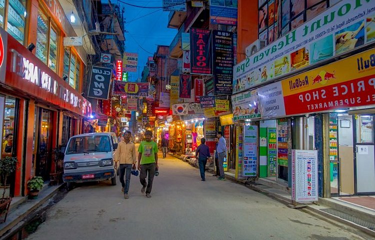 Le quartier animé de Thamel à Katmandou