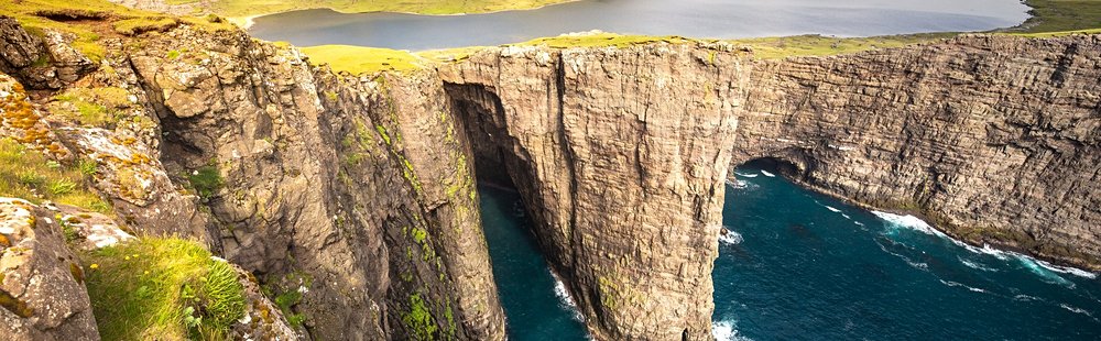 Le triptyque Sørvágsvatn, Traelanipa et Bøsdalafossur