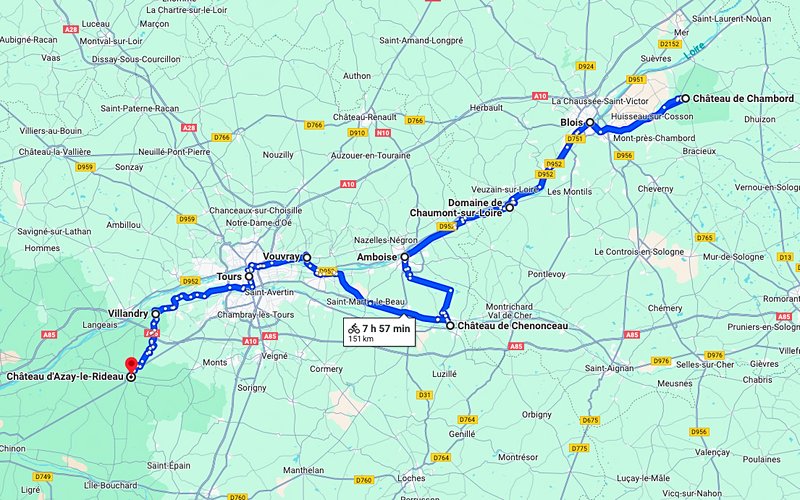 Chateaux de la loire à vélo 2025