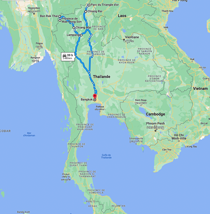 Itineraire Thailande 1 