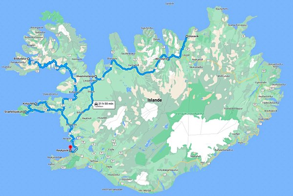 itineraire Islande 8 jours