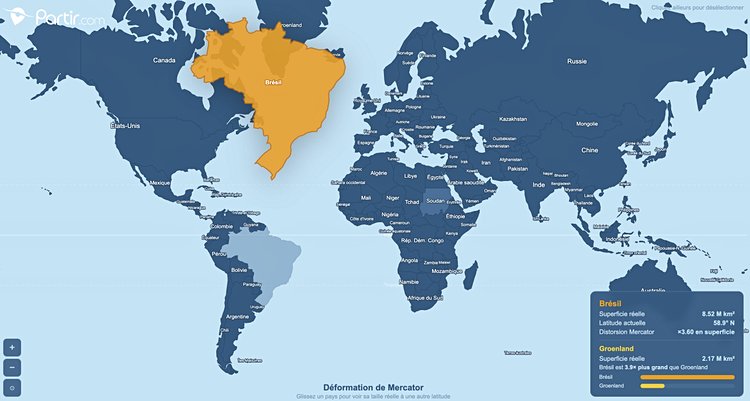 La taille des pays ne correspond pas à la réalité