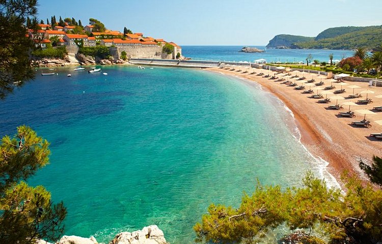 Les plages de l'île de Sveti Stefan