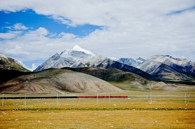 Train et paysage du Tibet